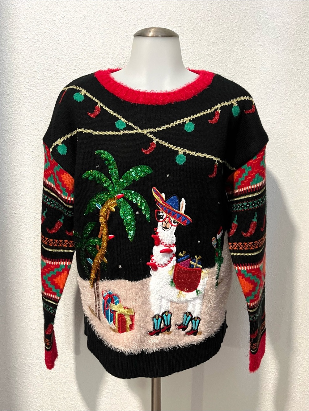 Blizzard Bay Llama Spicy Fiesta Christmas Sweater Size Medium